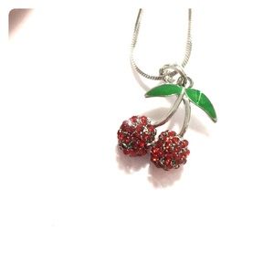 Rhinestone Cherry Necklace